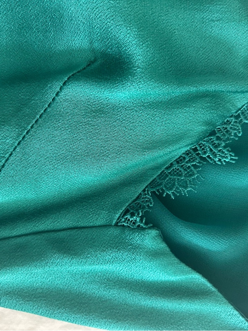 Floreat Anthropologie Green Emerald Lace-Trim Satin Cami Tank Size Small NWT - Picture 10 of 11